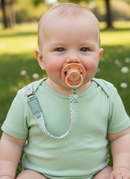 Emzik Askısı – Yeşil Pamuk Dokuma | Paslanmaz Çelik Klips