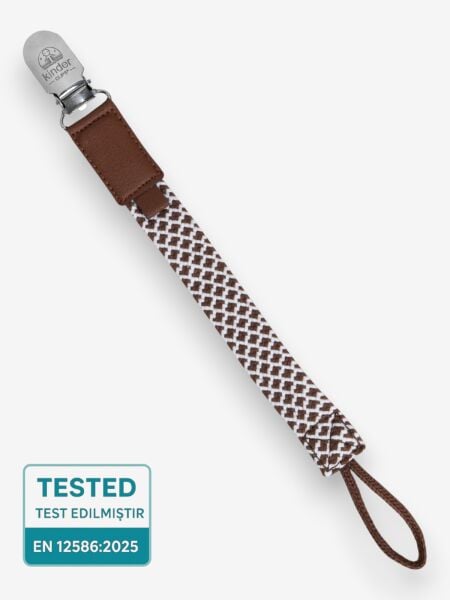 Emzik Askısı – Kahve Rengi Pamuk Dokuma | Paslanmaz Çelik Klips