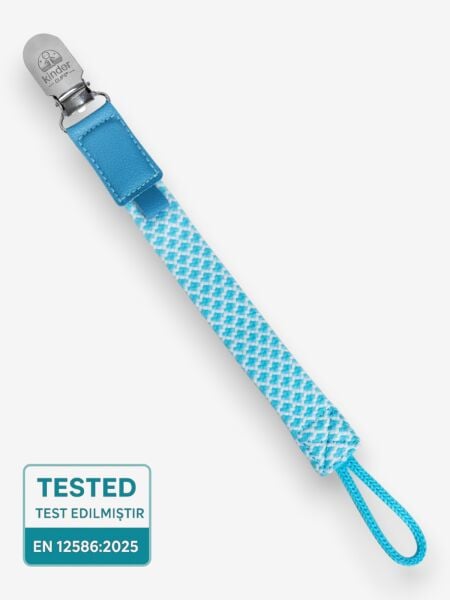 Emzik Askısı – Mavi Pamuk Dokuma | Paslanmaz Çelik Klips