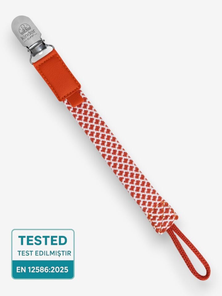 Emzik Askısı – Turuncu Pamuk Dokuma | Paslanmaz Çelik Klips