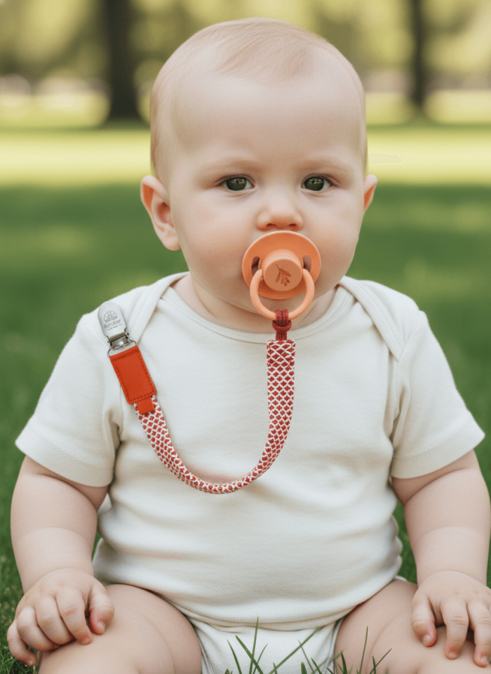 Emzik Askısı – Turuncu Pamuk Dokuma | Paslanmaz Çelik Klips