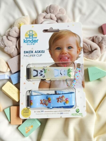 Ayıcık ve Sevimli Hayvanlar Desenli Emzik Askısı – Plastik Klips