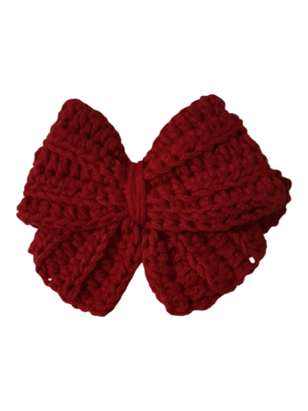 Luna Bow – El Yapımı Koton Tığ İşi Bebek Saç Tokası | Kırmızı  (75 mm)